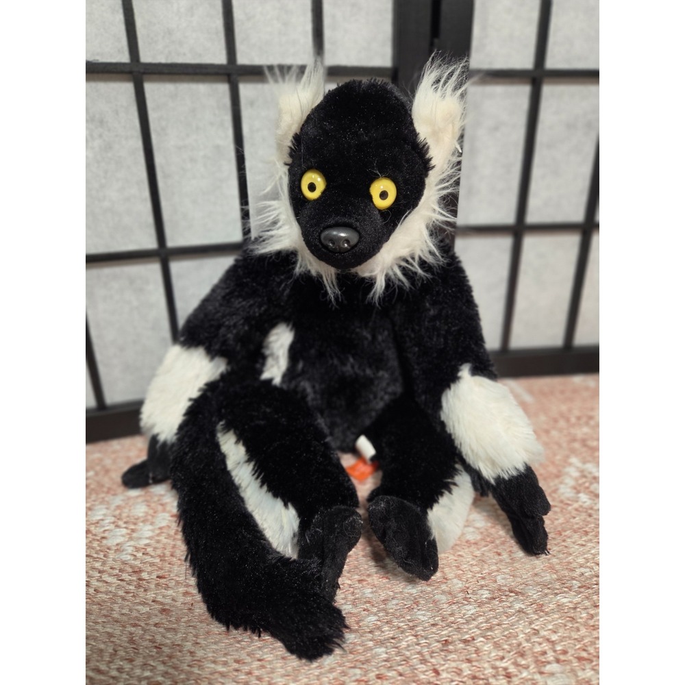 Wild Republic Lemur Plush Monkey Black White 17" Soft Cuddly